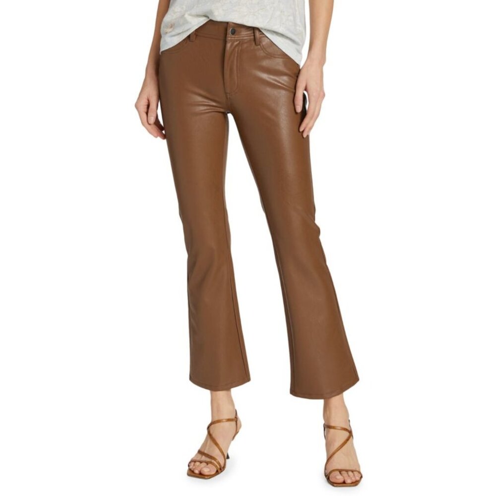 NWOT - Paige Claudine Faux Leather Flared Leg Pants - Size 25